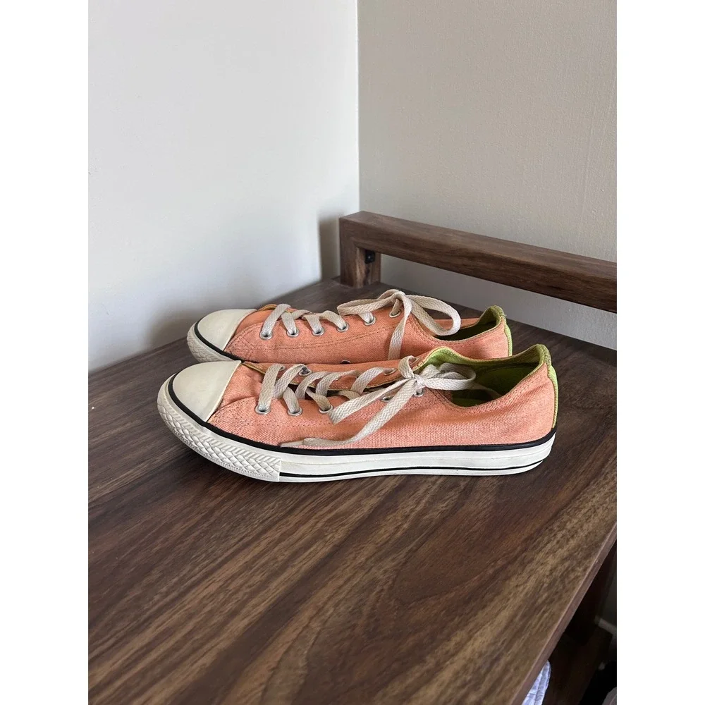 Converse Chuck Taylor All Star Low Top Orange Lime Green Sneakers kid 5/ women 7 - Picture 3 of 8